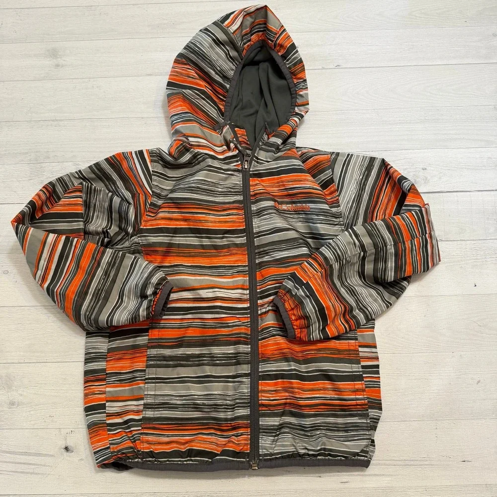 Columbia kids lightweight jacket orange and‎ grey youth small 8